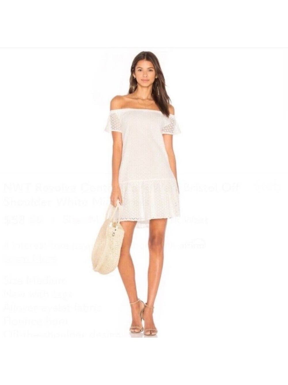 Central Park West White Eyelet Off The Shoulder Dress Large